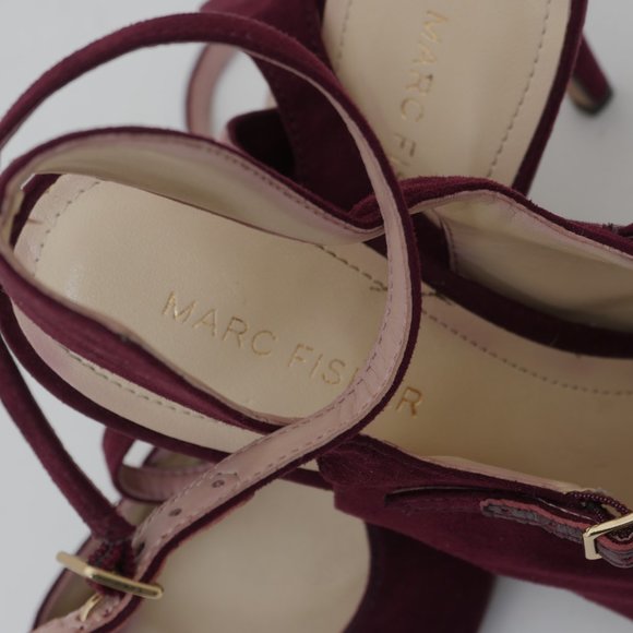 Marc Fisher Burgundy Suede Ankle Strap 4" Heel Pointed Toe Size 8 High Heel Shoe - Picture 7 of 9